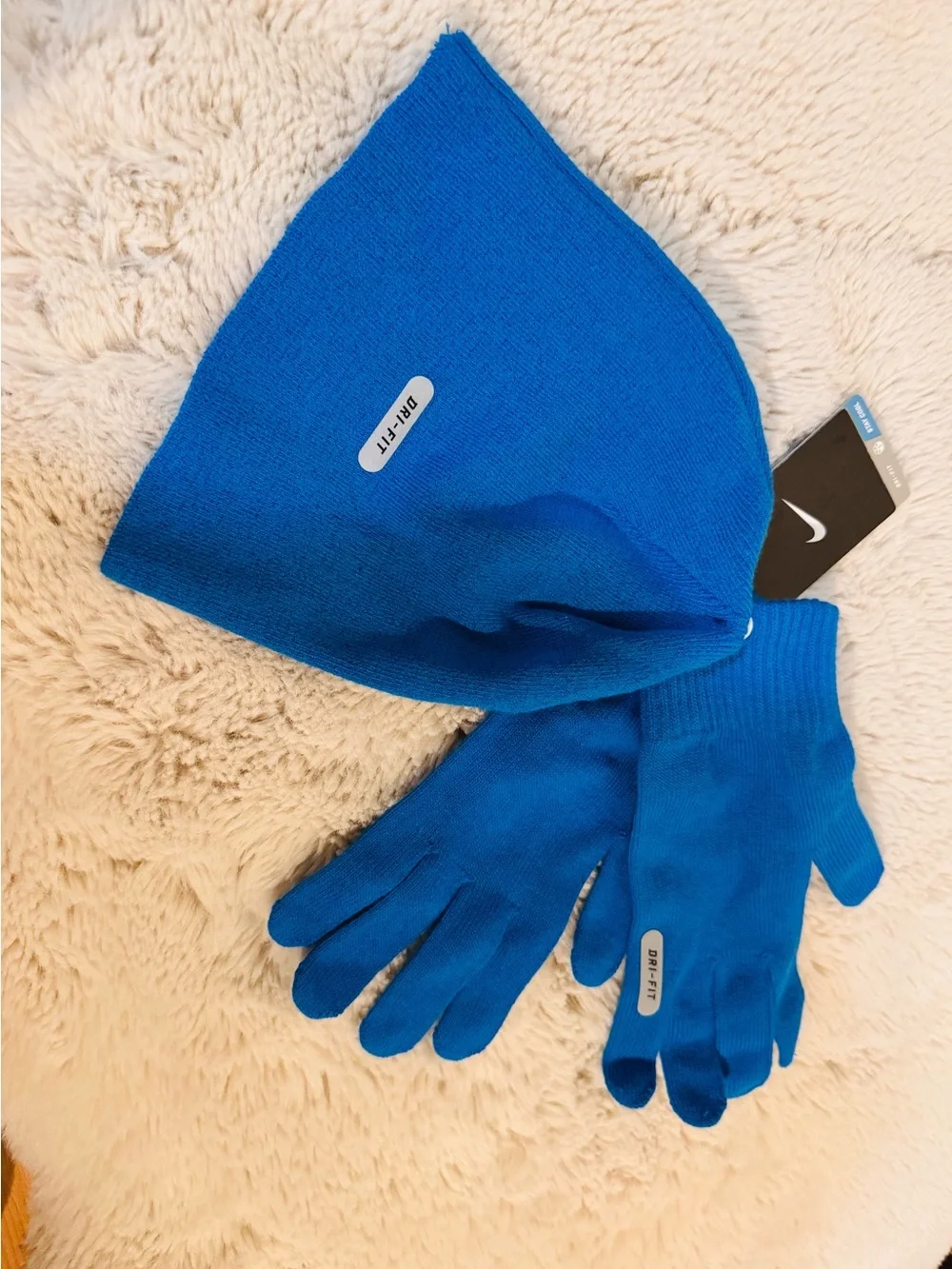 Nike Royal Blue Dri-FIT Knit Gloves and Beanie Set